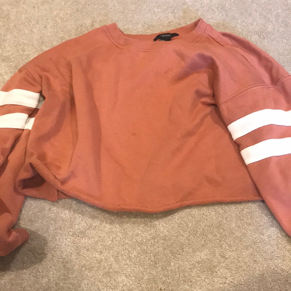 Coral love sleeve crop top